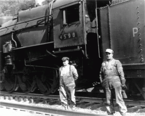 Ed Behe (right) at work for Pennsylvania RR
